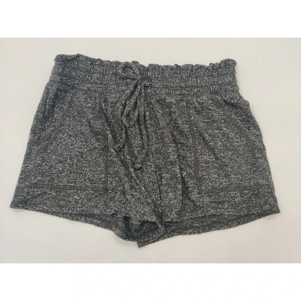 So Lounge Life‎ Shorts Womens Small Black Marl Scrunched Waist Cozy Dorm Pockets